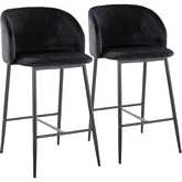 Fran 26" Counter Stool in Black Metal & Black Velvet (Set of 2)